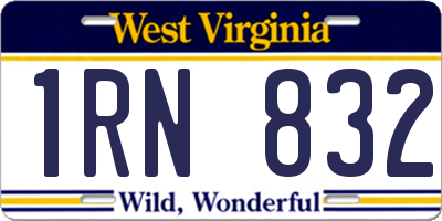 WV license plate 1RN832