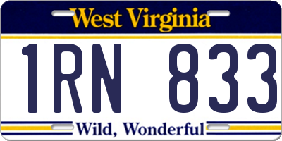 WV license plate 1RN833