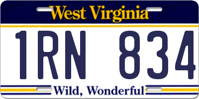 WV license plate 1RN834