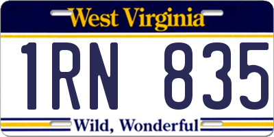 WV license plate 1RN835