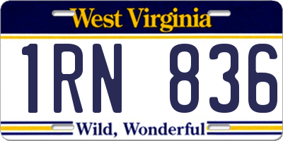 WV license plate 1RN836