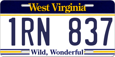 WV license plate 1RN837