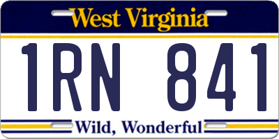 WV license plate 1RN841