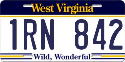 WV license plate 1RN842