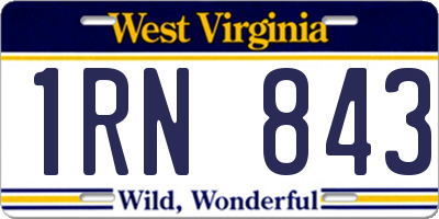 WV license plate 1RN843