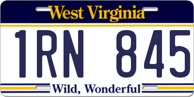 WV license plate 1RN845
