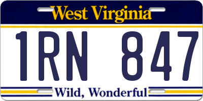 WV license plate 1RN847