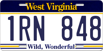 WV license plate 1RN848