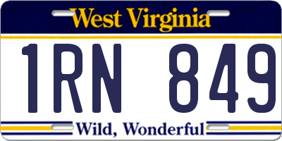 WV license plate 1RN849