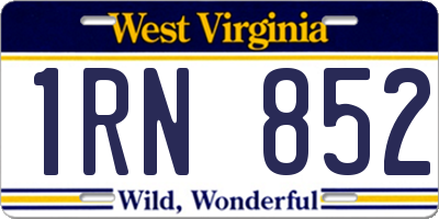 WV license plate 1RN852