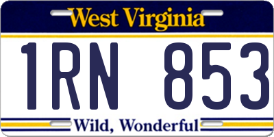 WV license plate 1RN853