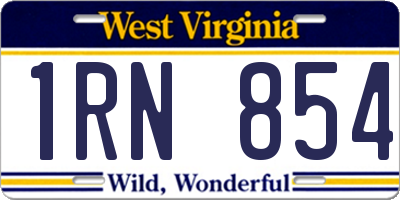 WV license plate 1RN854