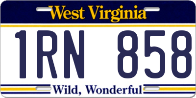 WV license plate 1RN858