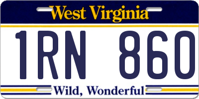 WV license plate 1RN860