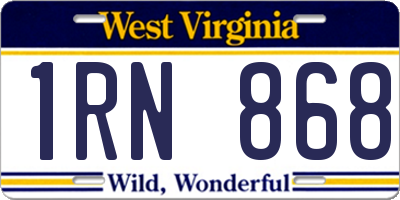 WV license plate 1RN868