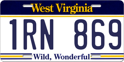 WV license plate 1RN869
