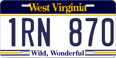 WV license plate 1RN870