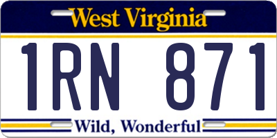 WV license plate 1RN871