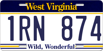 WV license plate 1RN874