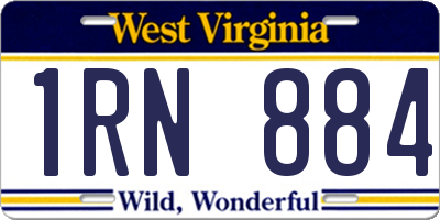 WV license plate 1RN884