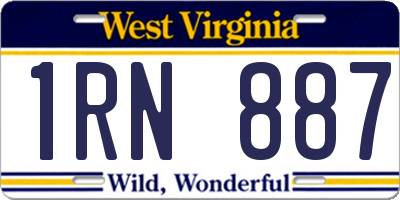 WV license plate 1RN887
