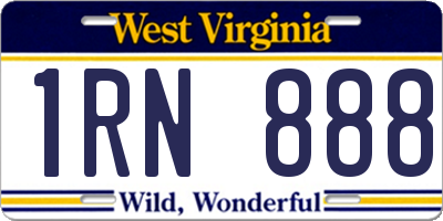 WV license plate 1RN888