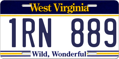 WV license plate 1RN889