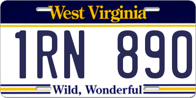WV license plate 1RN890