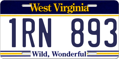WV license plate 1RN893