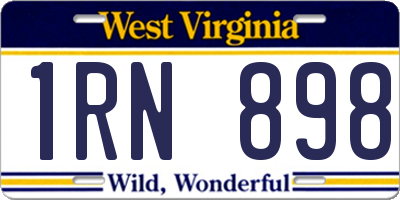 WV license plate 1RN898