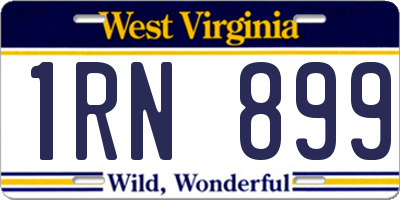 WV license plate 1RN899