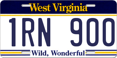 WV license plate 1RN900
