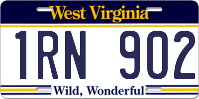 WV license plate 1RN902