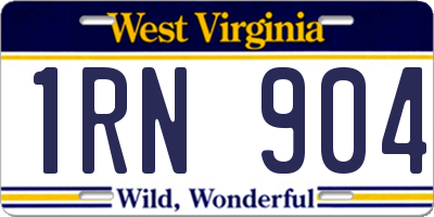 WV license plate 1RN904