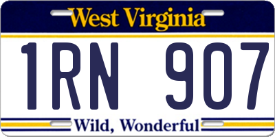 WV license plate 1RN907