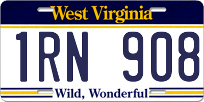 WV license plate 1RN908