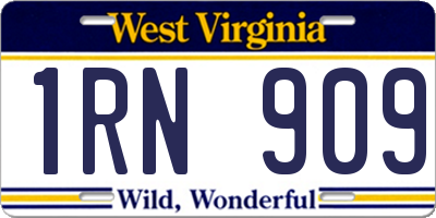 WV license plate 1RN909