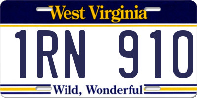 WV license plate 1RN910