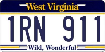 WV license plate 1RN911