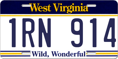 WV license plate 1RN914