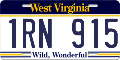 WV license plate 1RN915