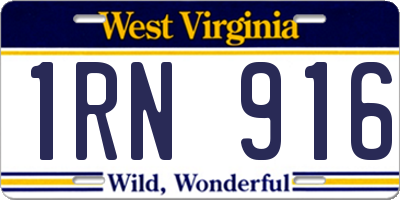 WV license plate 1RN916