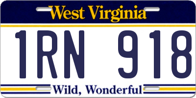 WV license plate 1RN918