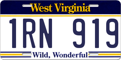 WV license plate 1RN919