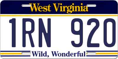 WV license plate 1RN920