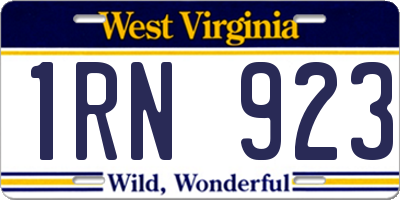 WV license plate 1RN923