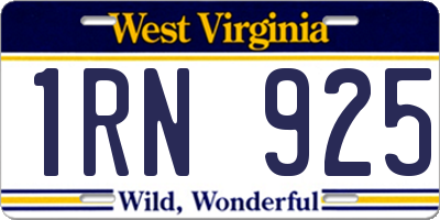 WV license plate 1RN925