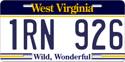 WV license plate 1RN926