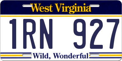 WV license plate 1RN927