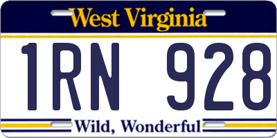 WV license plate 1RN928